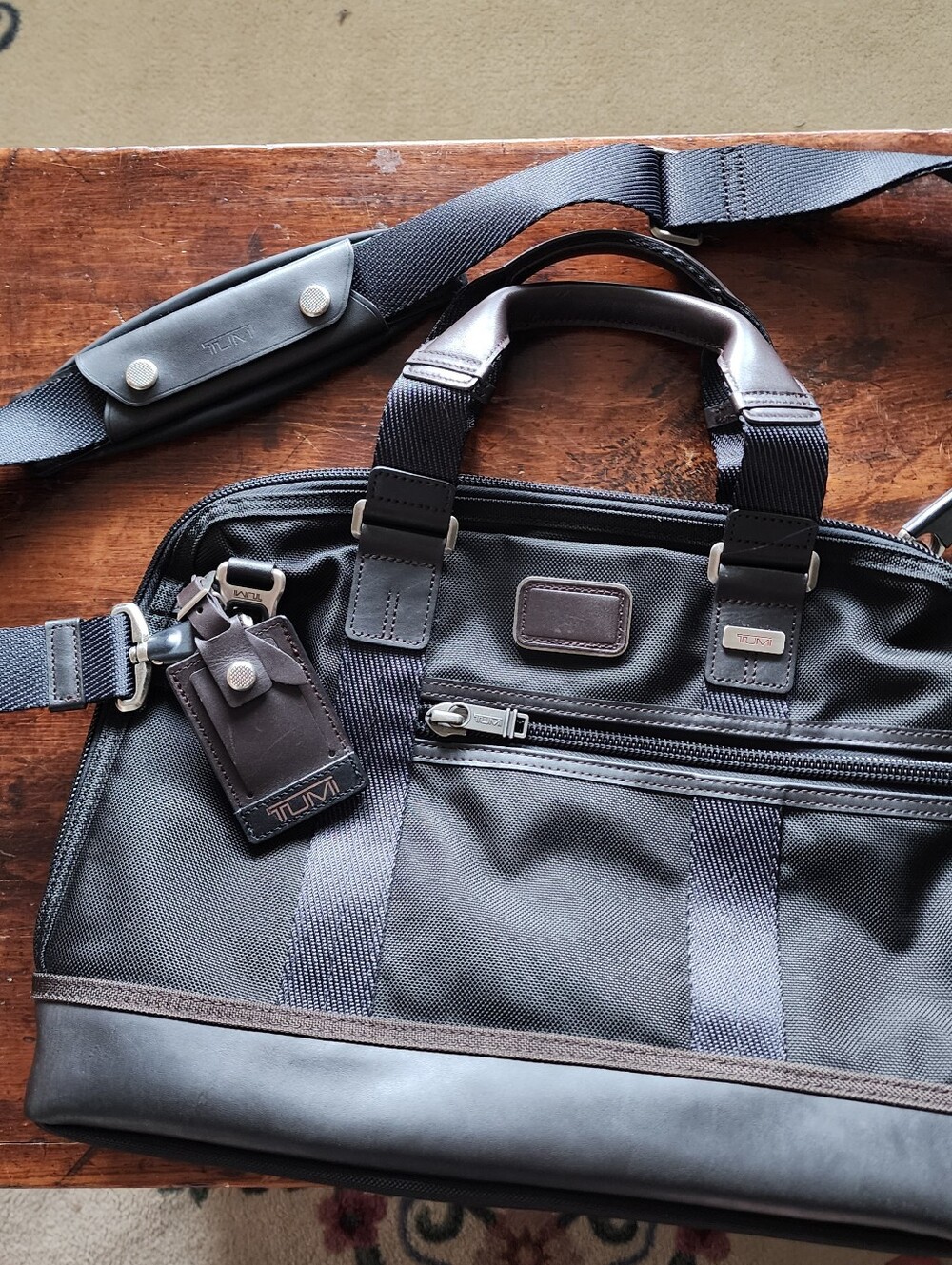 Tumi Alpha Bravo Slim Crossbody Briefcase Laptop Bag Nylon Black 222390HK2